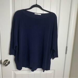 GentryPortofino navy blue knit sweater minimalist quiet luxury size 8 old‎ money